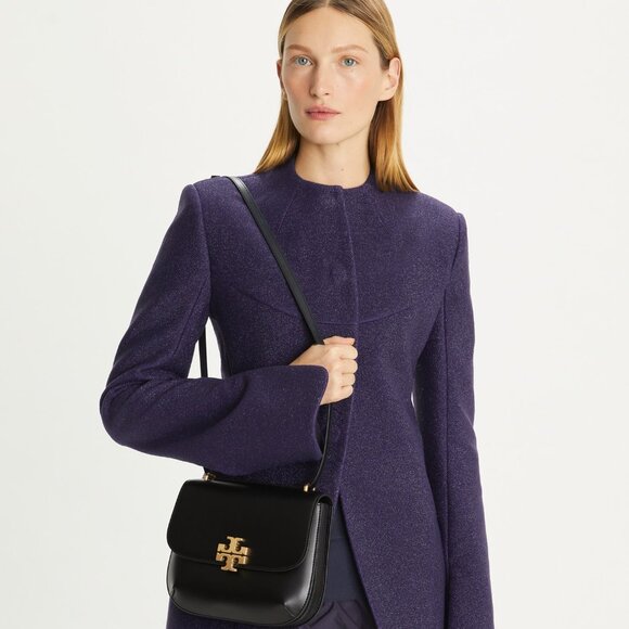 Tory Burch Eleanor Leather Slim Saddle Bag - Picture 3 of 11